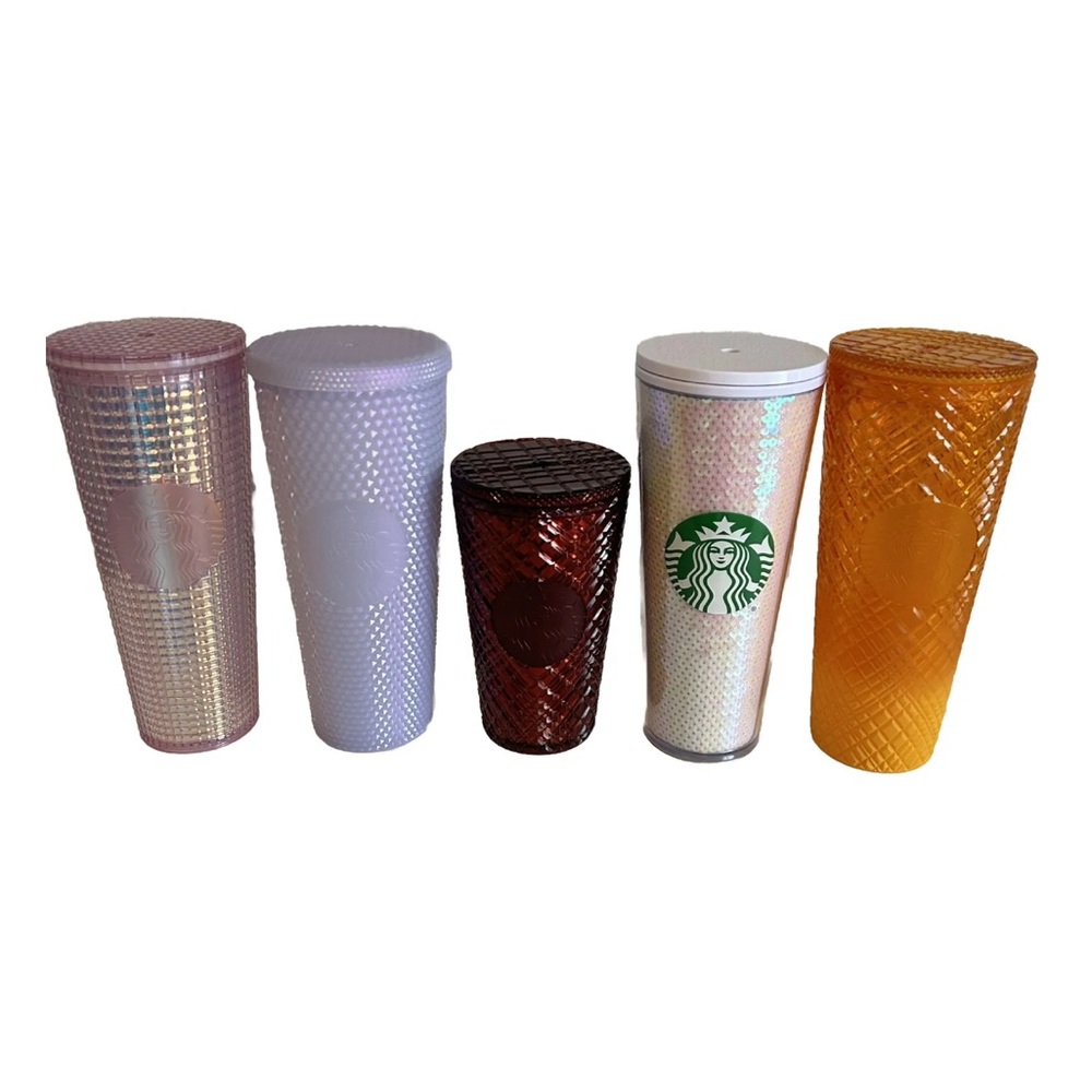 STARBUCKS Lot of 5 COLD CUPS TUMBLER Studded Ruby Iced Lilac Mango Ombré Sequins